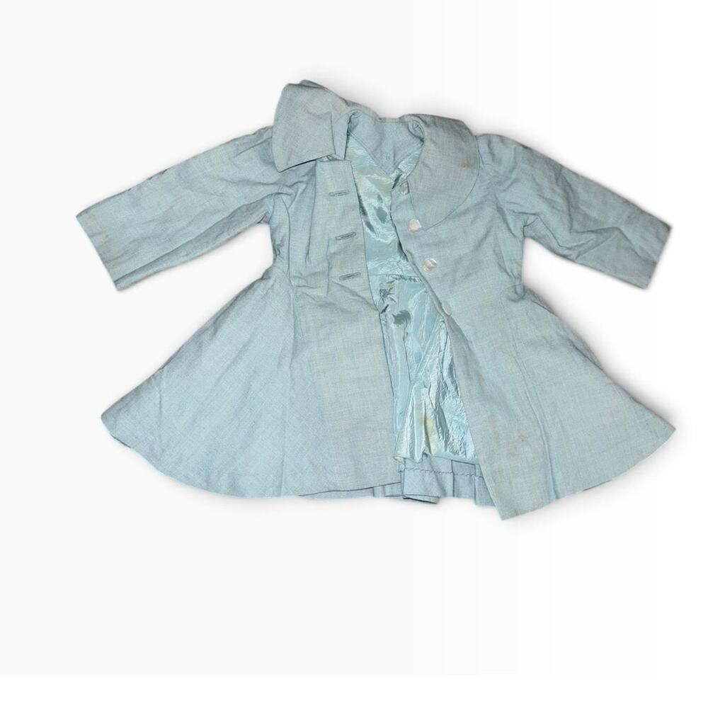 Vintage Powder Blue Sailor Collar Peplum Jacket Pearl Buttons AS IS